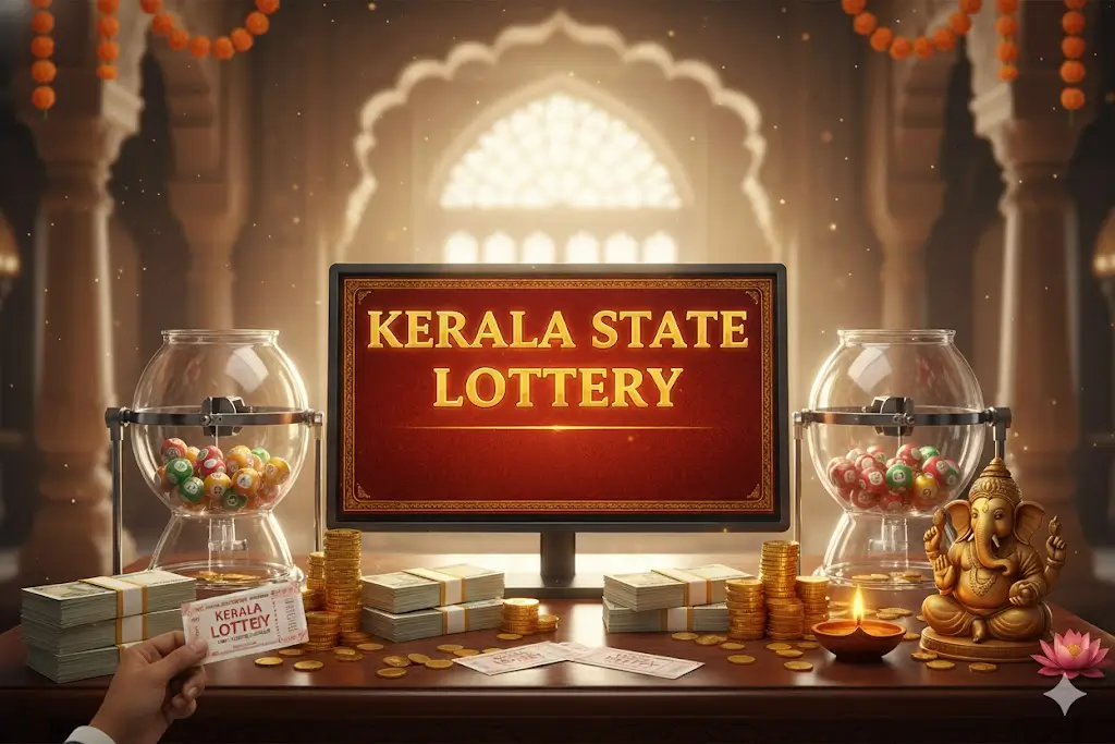 Kerala State Lottery promotional graphic for the Kerala State Lottery, a lottery programme run by the Government of Kerala