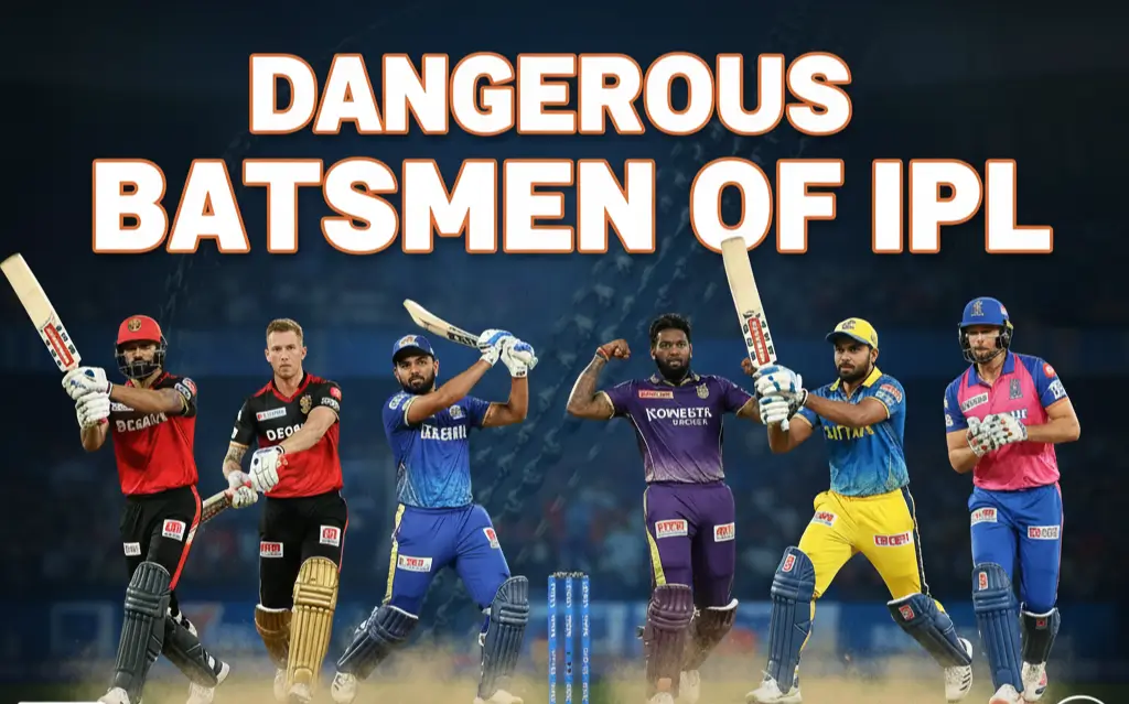 IPL's dangerous batsmen on pitch, ready to bat and dominate bowlers.